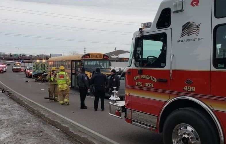 Driver Seriously Injured in Crash with School Bus in New Brighton