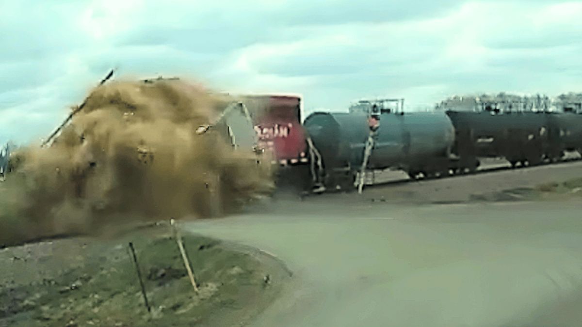 VIDEO: Freight Train Hits Semi-Truck Near Sleepy Eye